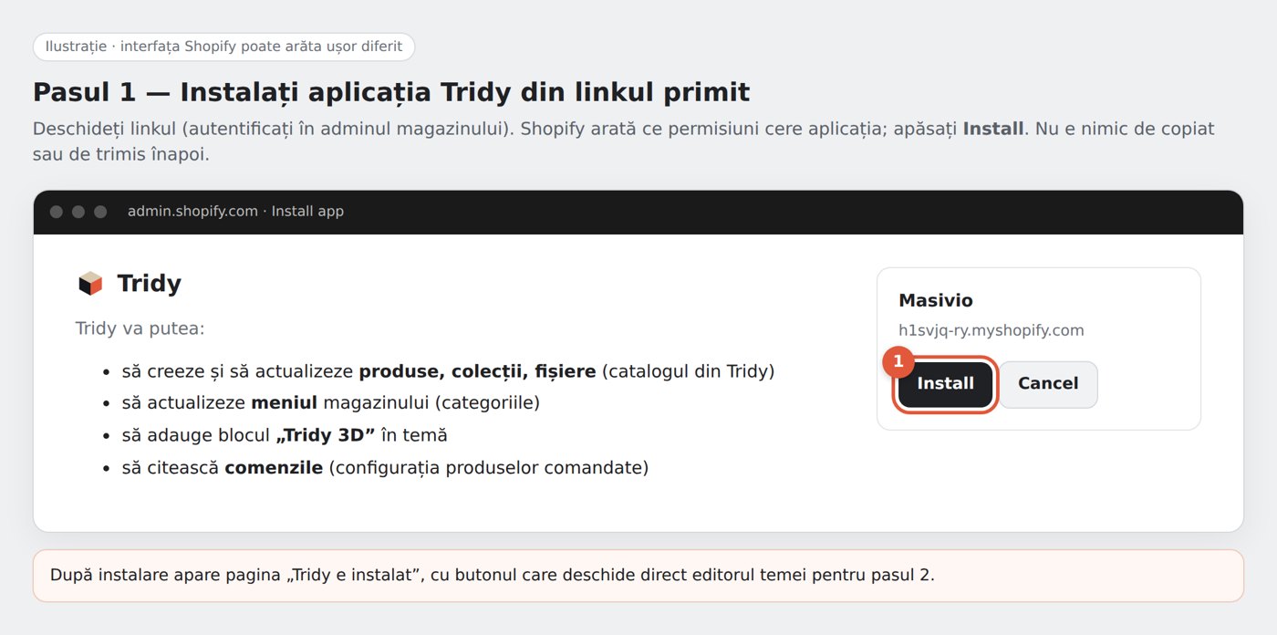 Instalarea aplicației Tridy